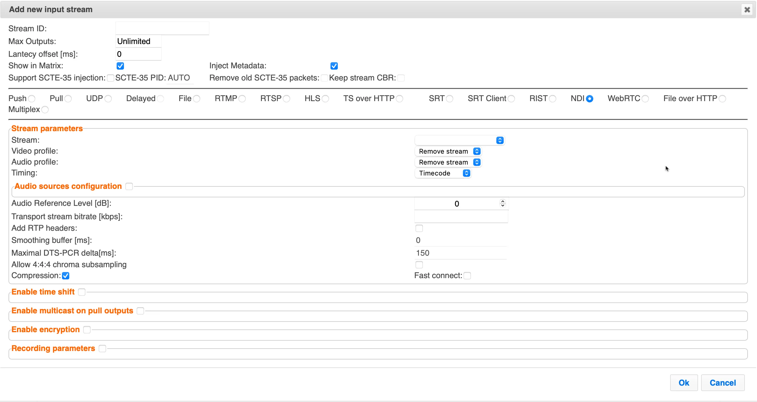 NDI Input Advanced Mode