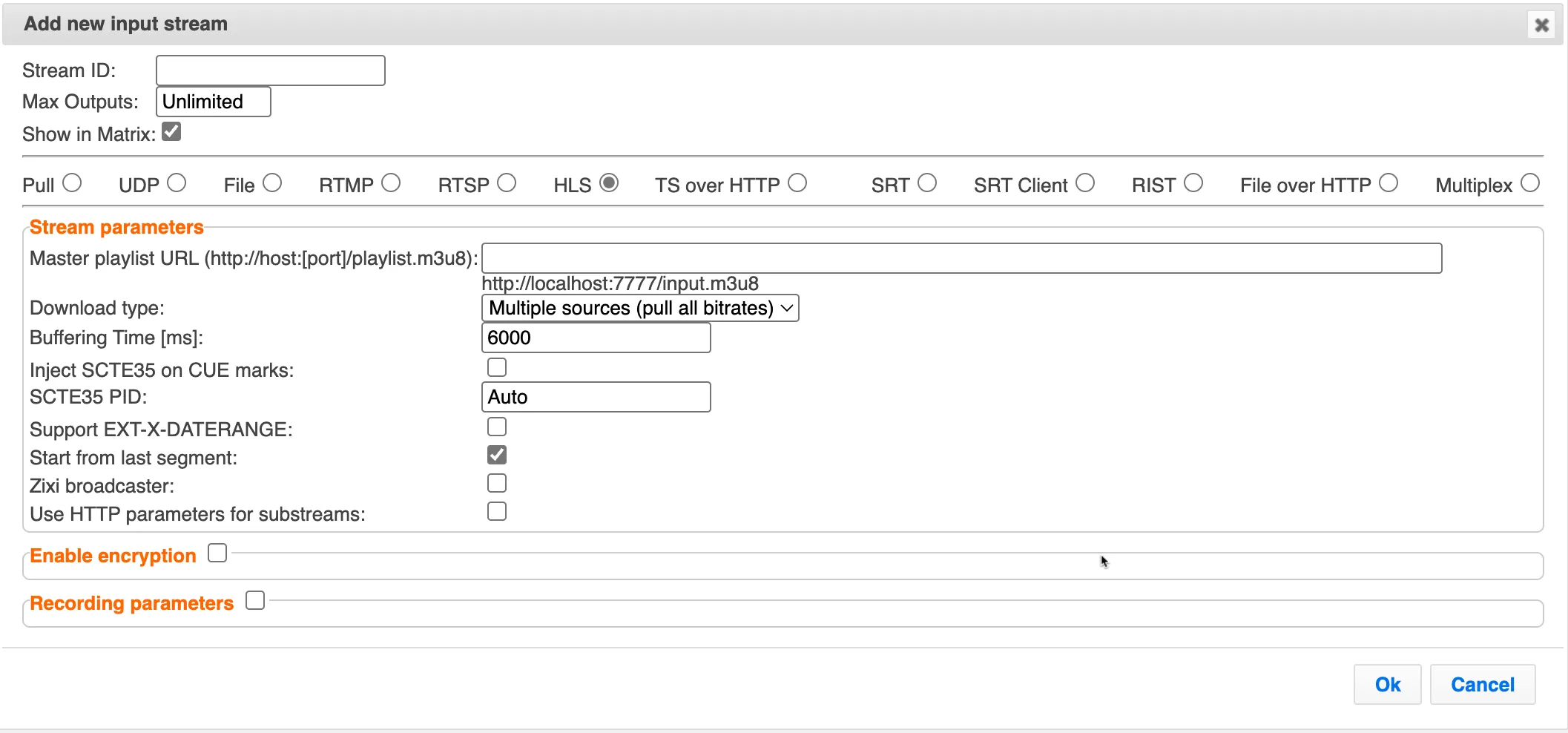 New HLS Input