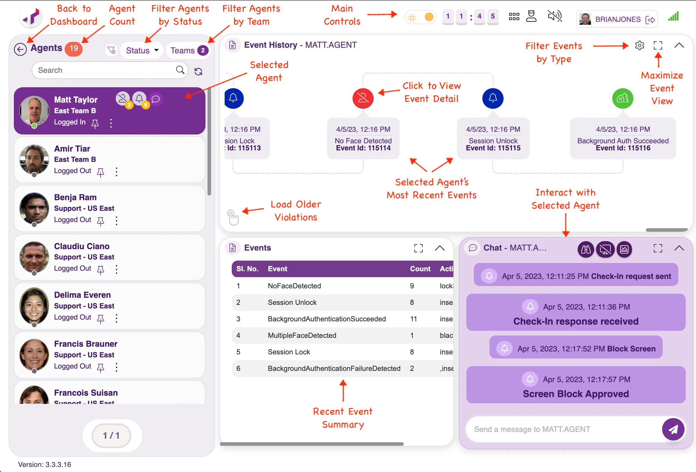 Agent Detail View (with annotations) Agent Detail View (with annotations)