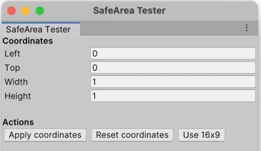 SafeArea Tester unity editor window SafeArea Tester unity editor window