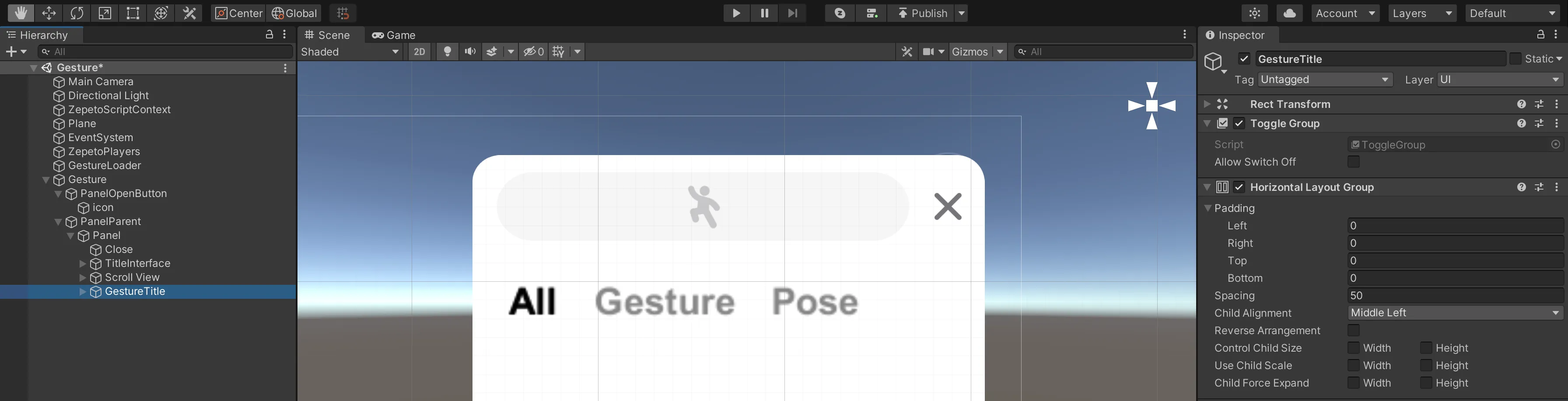 GestureTitle Configuration Example GestureTitle Configuration Example