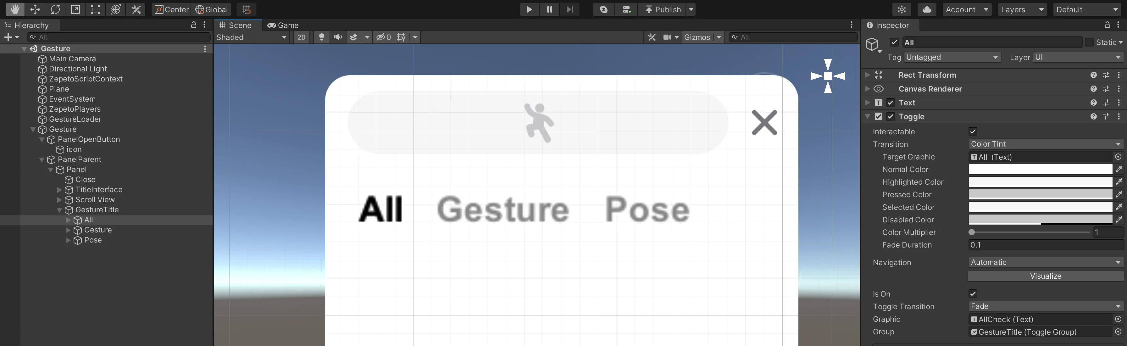 Example of toggle button configuration Example of toggle button configuration