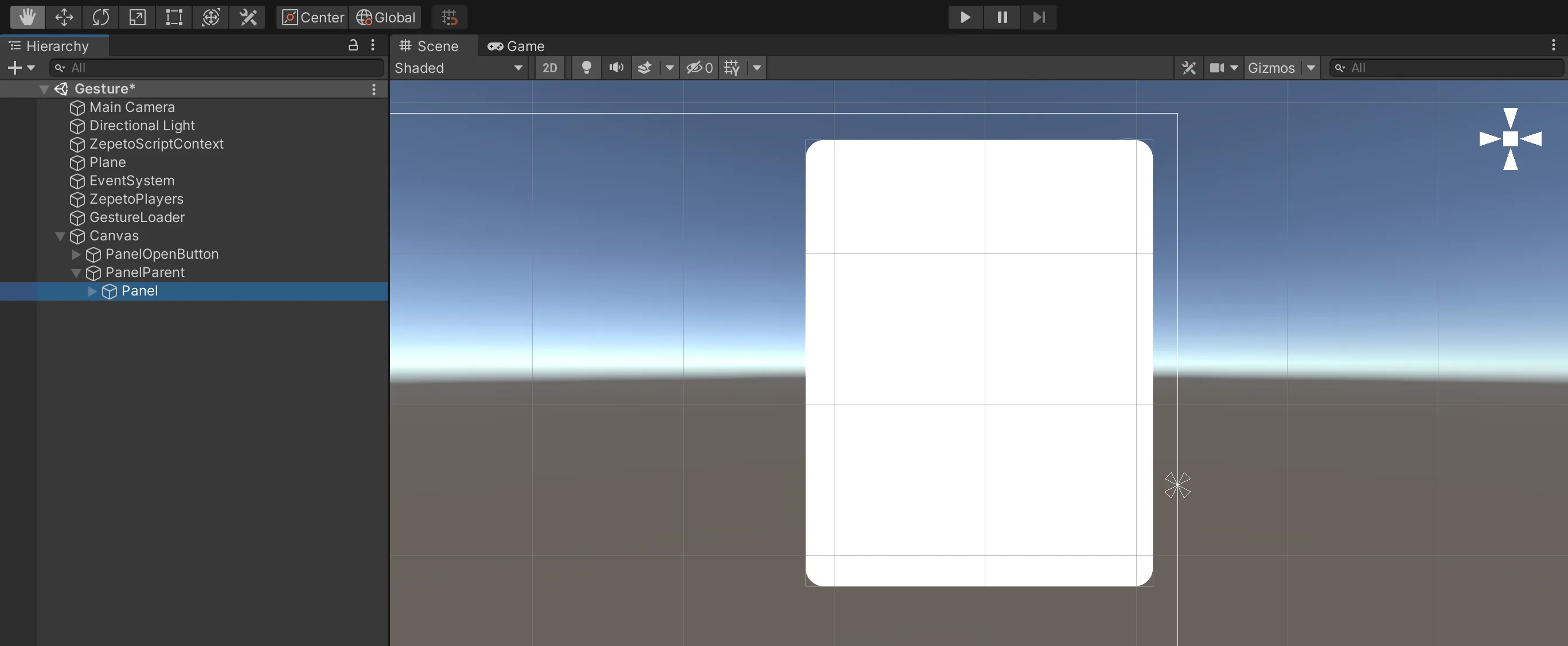 Example gesture panel Example gesture panel