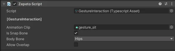 Écran de configuration de script d'exemple