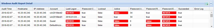 Windows Audit Report Details Windows Audit Report Details