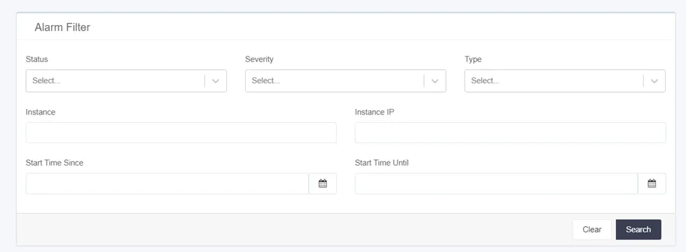Search Filter for Alarms Search Filter for Alarms