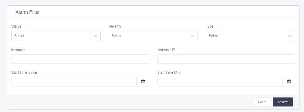 Search Filter for Alarms