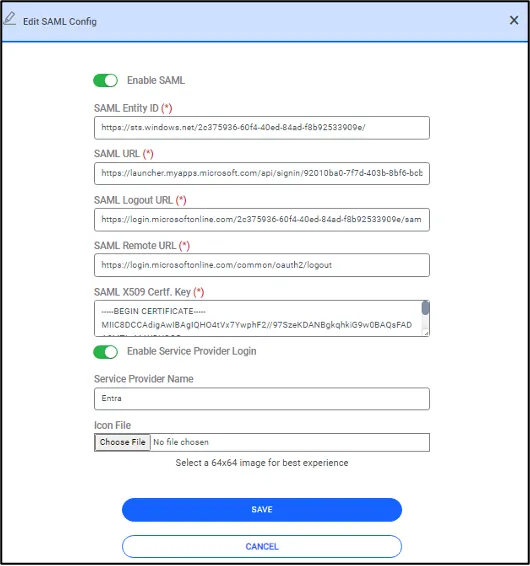 SAML Config SAML Config