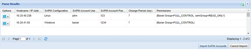 Bulk Import result screen