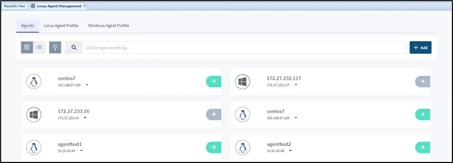 Agents Installed in Target Servers List Agents Installed in Target Servers List