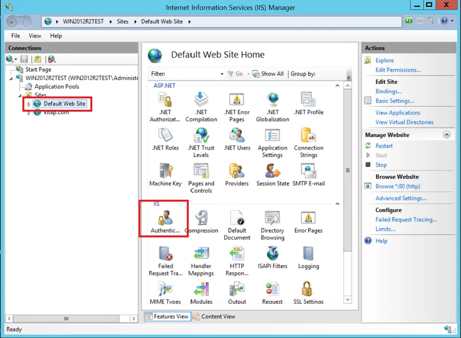 IIS Anonymous Authentication Definition Screen IIS Anonymous Authentication Definition Screen