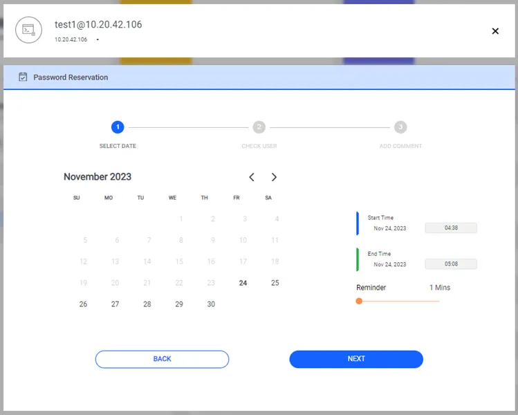 Password Reservation Pop-up Window Password Reservation Pop-up Window