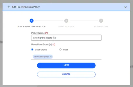 Adding a File Permission rule Adding a File Permission rule