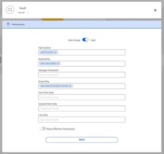 Adding Permissions to Password Vault Accounts