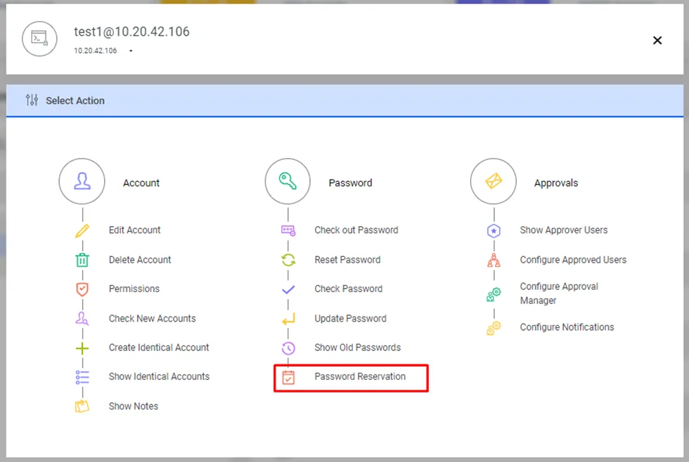 Password Reservation Option Password Reservation Option