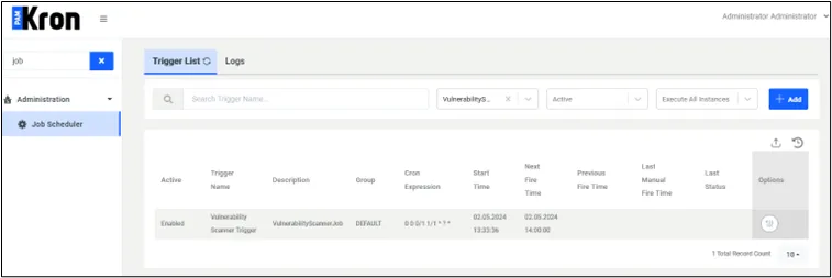 Defined Trigger in Job Scheduler