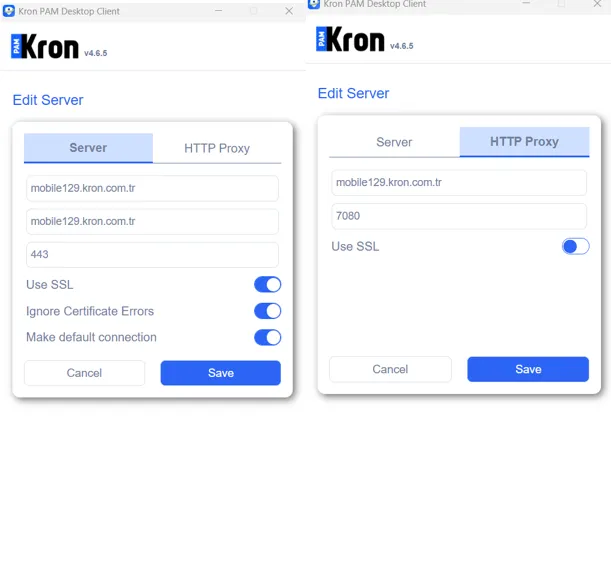 Kron PAM Desktop Client Connection Interface Kron PAM Desktop Client Connection Interface