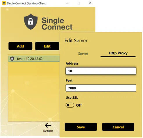 When SLL is enabled, enter the correct SLL parameters from the HTTP Proxy tab.