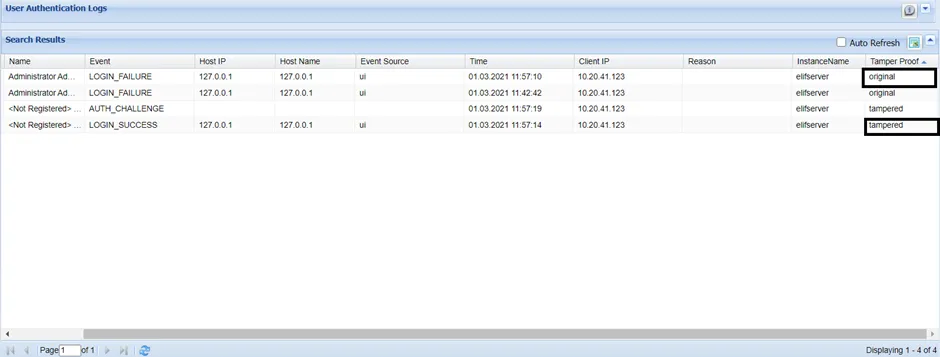 User Auth Logs with/without Modifications