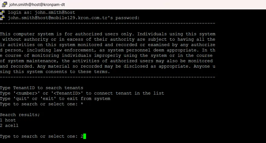 Select Tenant or Host over an SSH Client Select Tenant or Host over an SSH Client