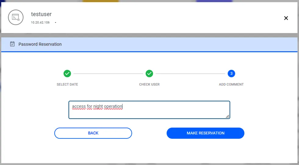 Password Reservation Pop-Up Password Reservation Pop-Up