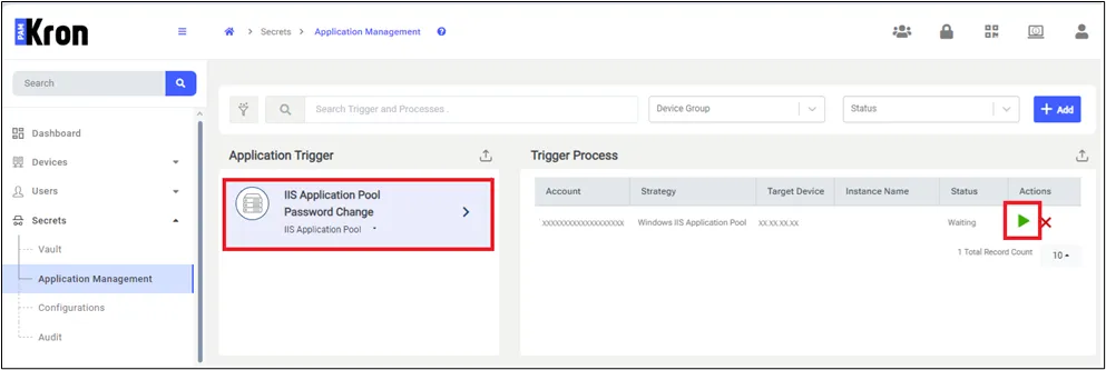 Application Management – Application Trigger Definition Screen Application Management – Application Trigger Definition Screen