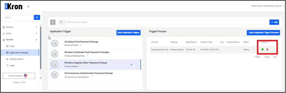 Application Management – Application Trigger Definition Screen Application Management – Application Trigger Definition Screen