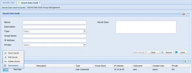 Opening Secret Data Vault Permissions
