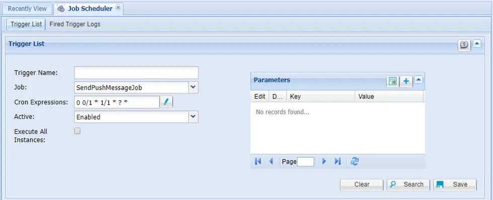 SendPushMessageJob” parameters SendPushMessageJob” parameters