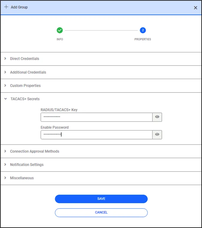 Secret Key and Enable Password Definitions