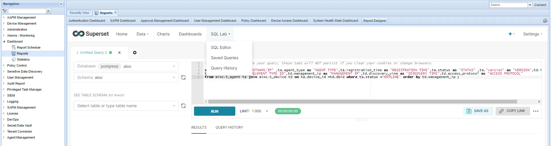 Running queries from SQL Editor to Create a Chart