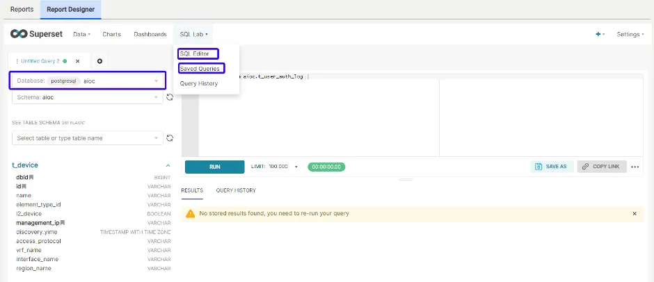 Running queries from SQL Editor to Create a Chart