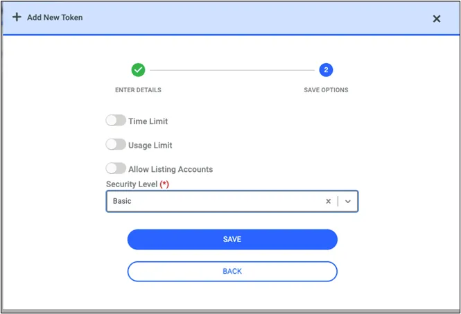 Security Options for Application Token