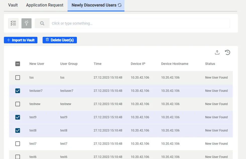 Importing the user to Vault Importing the user to Vault