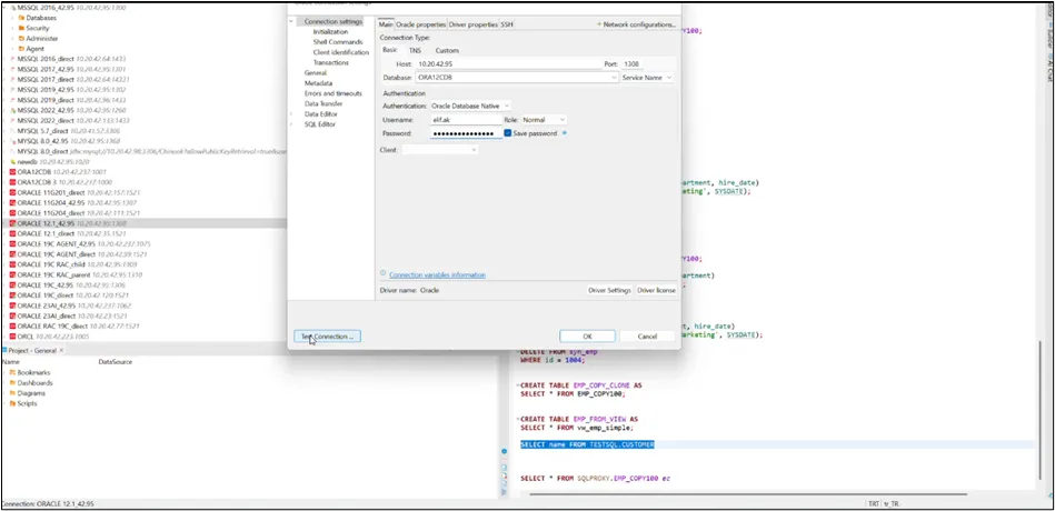 Connection Using SSO Token