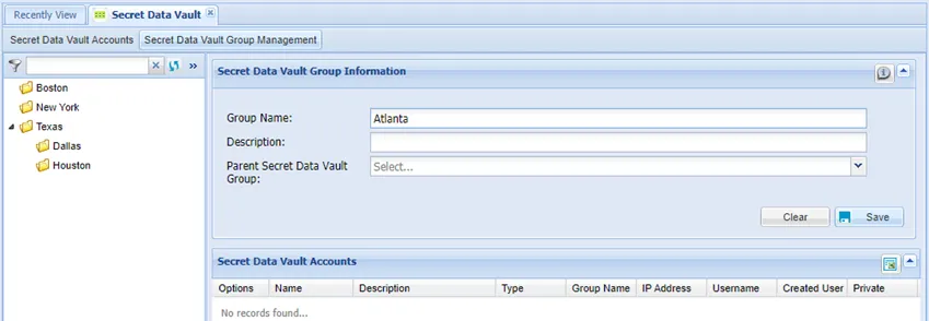 Adding a New Secret Data Vault Group