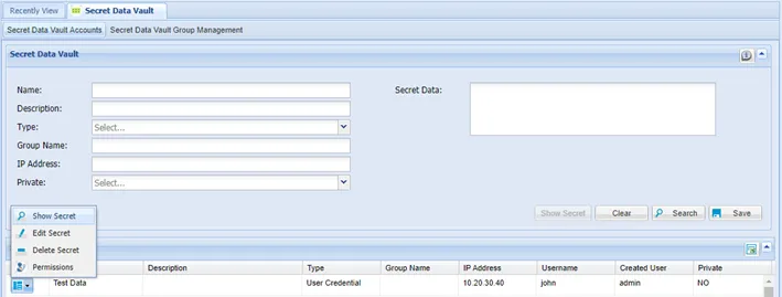 Showing Secret Data