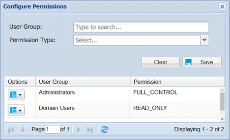 Permissions Window