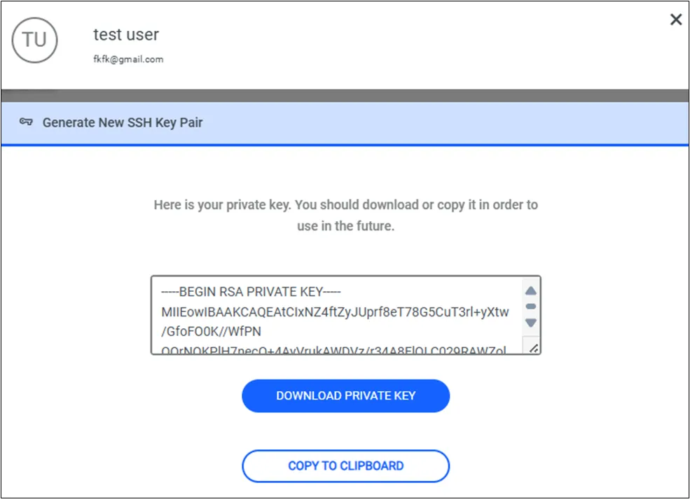 Generating new key pair