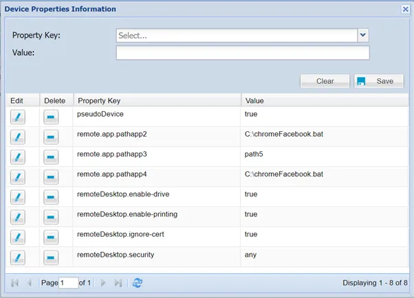 RDP Device Properties