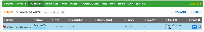 Failed to connect error in broadcaster