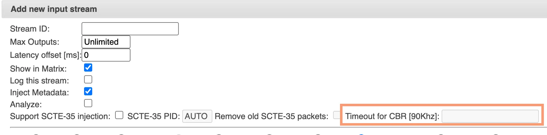 Timeout Interval for SCTE-35 Injection
