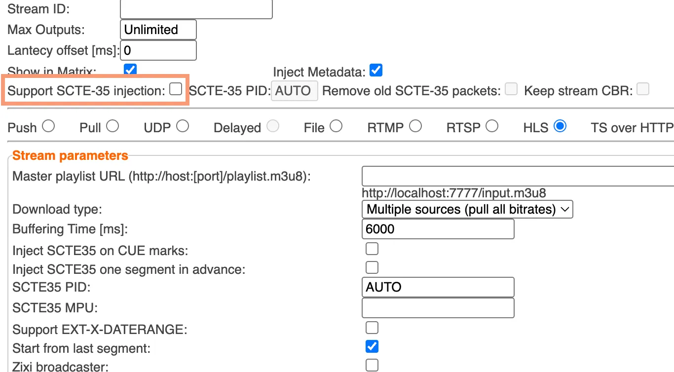 Support SCTE-35 injection