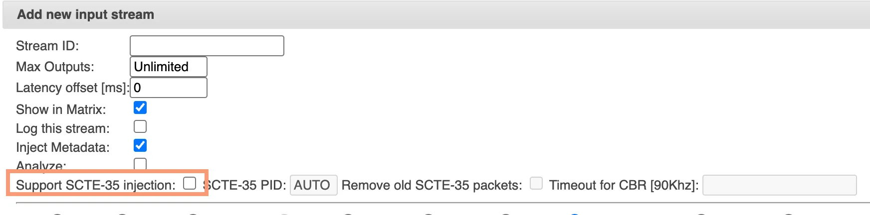 Support SCTE-35 injection