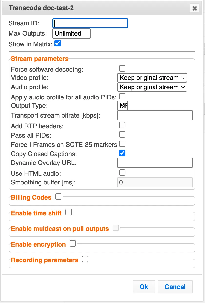 Transcode Input Options