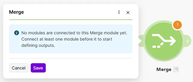 Merge module without connection error