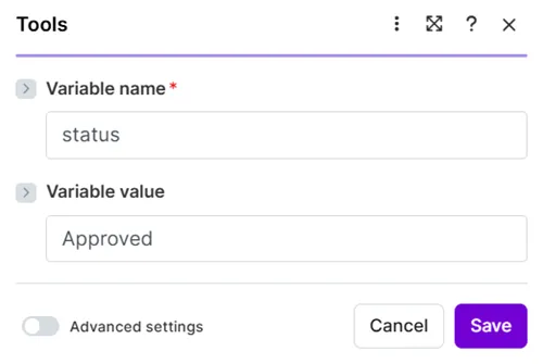 Set a variable to indicate that the expense report is approved.