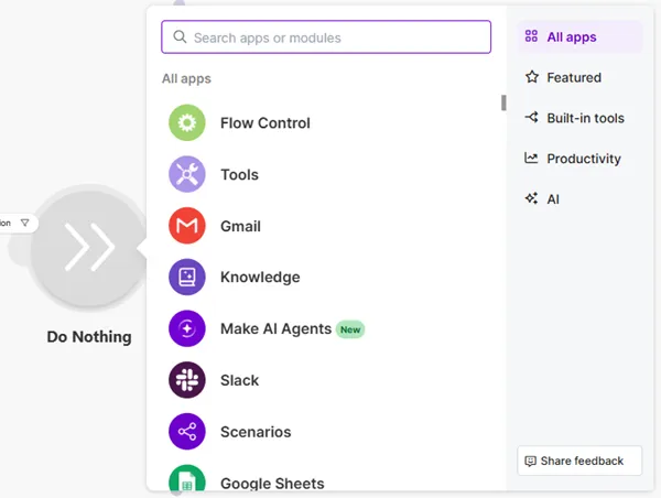 Search for an app to replace the Do Nothing module.