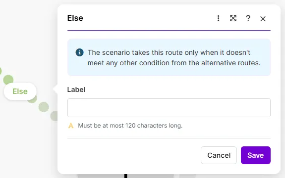 Label the Else route.