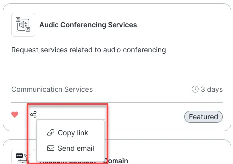 View of the Copy link and Send email options.